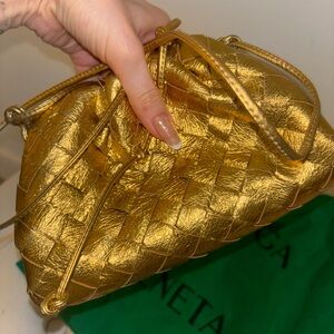 Gold Woven Leather Bag